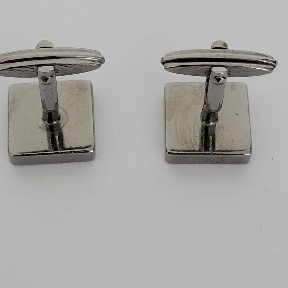 Dunhill Mens Vintage Two Tone Square Logo Cufflinks Silver Gold Tone AD Mark